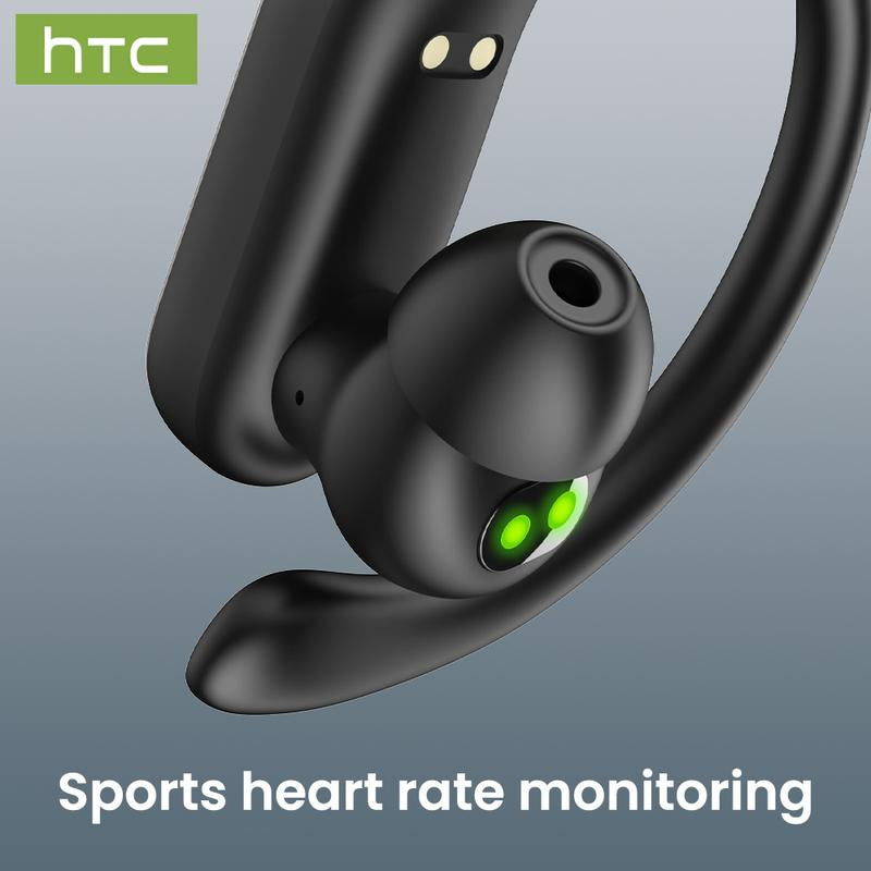 HTC NE61 Translation Wireless Bluetooth Earbuds, Heart Rate Monitor, IPX5 Waterproof, Support 134 Languages Real Time Bluetooth Translation, up to 45H Battery, Noise Cancelling Headphones, with LCD Full Color Touch Screen, Works with Ios & Android