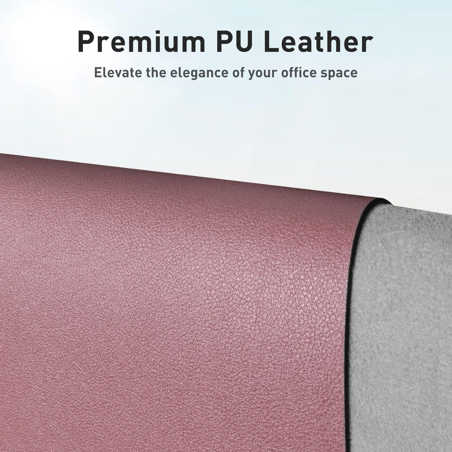 Leather Office Desk Mouse Pad Protector, Non-Slip PU Leather Laptop Desk Blotter/Mat, Waterproof Writing Pad for Office and Home, Dark Pink, 23.6" X 13.7"