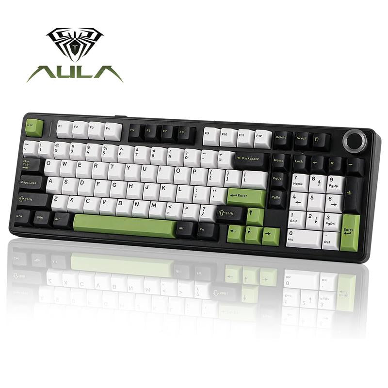 AULA F99 Pro Wireless Mechanical Keyboard with Knob,Tri-Mode Bt5.0/Usb-C/2.4Ghz Hot Swappable Keyboard,Pre-Lubed Switches,Gasket Structure,Rgb Backlit Computer Gaming Keyboard (White&Blue&Purple)