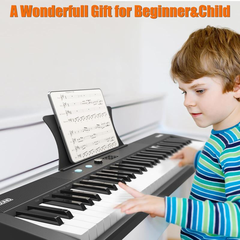 GARVEE 61 Key Portable Keyboard Piano with Electric Semi-Weighted Keys, Built-In Speakers, Pedal, Power Supply, Digital Display, 128 Tones, Ideal for Beginners and Professionals, Perfect Gift for Birthdays or Holidays