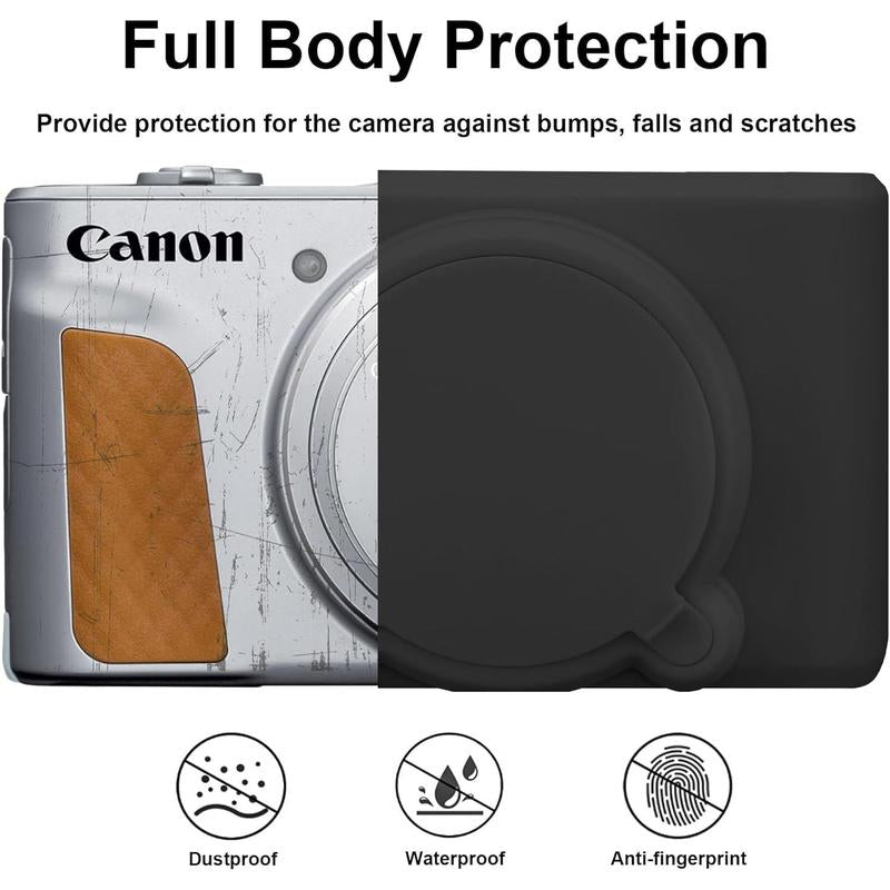 Camera Case for Powershot SX740/ SX730 Digital Camera, SX740 Camera Soft Case Cover Rubber Camera Sleeve with Removable Lens Cover, Black