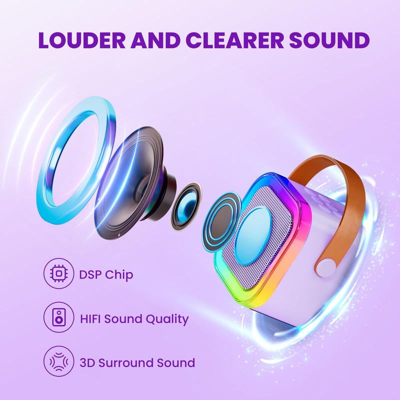 Mini Karaoke Machine for Kids, Toys Birthday Gifts Ideas for Girls Ages 4, 5, 6, 7, 8, 9, 10, 12+ Years Old, Portable Speaker with 2 Wireless Mics, Party Christmas Gifts for Girls Boys Deals