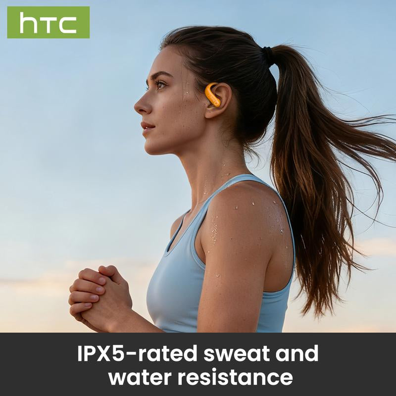 HTC NE61 Translation Wireless Bluetooth Earbuds, Heart Rate Monitor, IPX5 Waterproof, Support 134 Languages Real Time Bluetooth Translation, up to 45H Battery, Noise Cancelling Headphones, with LCD Full Color Touch Screen, Works with Ios & Android