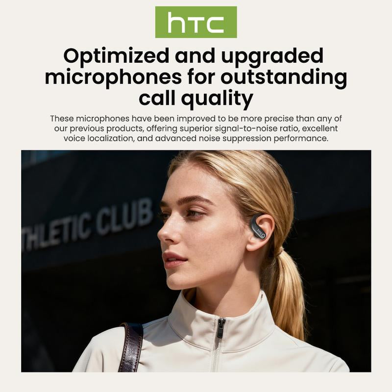 HTC NE61 Translation Wireless Bluetooth Earbuds, Heart Rate Monitor, IPX5 Waterproof, Support 134 Languages Real Time Bluetooth Translation, up to 45H Battery, Noise Cancelling Headphones, with LCD Full Color Touch Screen, Works with Ios & Android