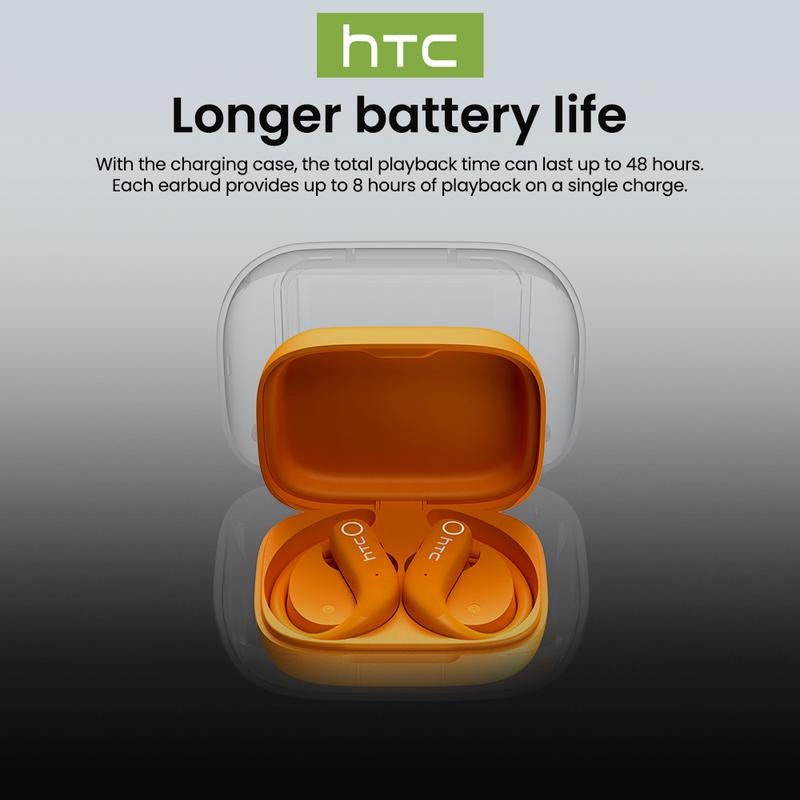 HTC NE61 Translation Wireless Bluetooth Earbuds, Heart Rate Monitor, IPX5 Waterproof, Support 134 Languages Real Time Bluetooth Translation, up to 45H Battery, Noise Cancelling Headphones, with LCD Full Color Touch Screen, Works with Ios & Android
