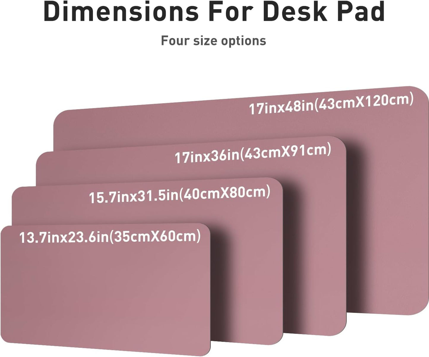 Leather Office Desk Mouse Pad Protector, Non-Slip PU Leather Laptop Desk Blotter/Mat, Waterproof Writing Pad for Office and Home, Dark Pink, 23.6" X 13.7"
