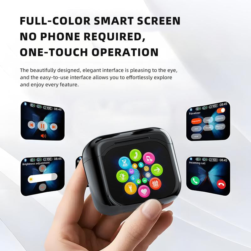 Jm19 Black Premium Bluetooth 5.4 Wireless Earbuds with Smart LED Touch Screen ANC Noise Cancelling IPX7 Waterproof In-Ear Headphones Hi-Fi Stereo Sound Long Battery Life Perfect for Gym Running Travel Stylish Gift Ideas