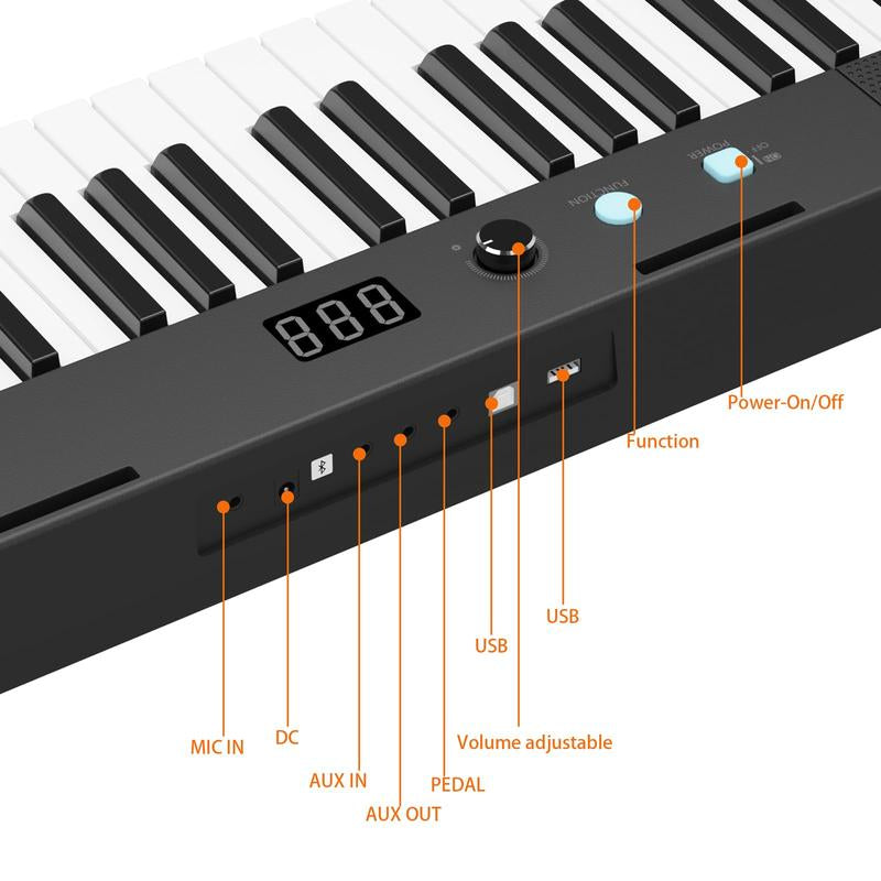 GARVEE 61 Key Portable Keyboard Piano with Electric Semi-Weighted Keys, Built-In Speakers, Pedal, Power Supply, Digital Display, 128 Tones, Ideal for Beginners and Professionals, Perfect Gift for Birthdays or Holidays