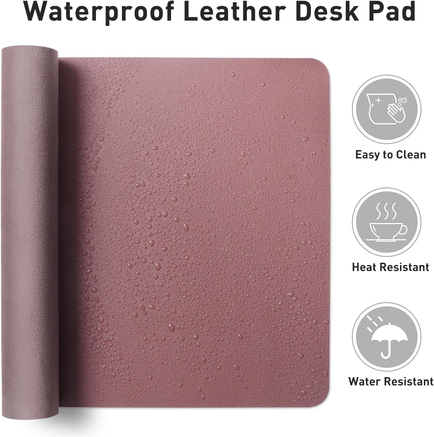 Leather Office Desk Mouse Pad Protector, Non-Slip PU Leather Laptop Desk Blotter/Mat, Waterproof Writing Pad for Office and Home, Dark Pink, 23.6" X 13.7"