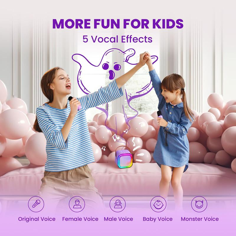Mini Karaoke Machine for Kids, Toys Birthday Gifts Ideas for Girls Ages 4, 5, 6, 7, 8, 9, 10, 12+ Years Old, Portable Speaker with 2 Wireless Mics, Party Christmas Gifts for Girls Boys Deals