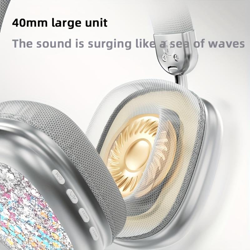 YANUQIA Foldable Wireless Headphones - Essential for Sports - Dreamy Quicksand - Ultra-Low Latency - High-Quality Sound - Rich Bass Headset Bluetooth
