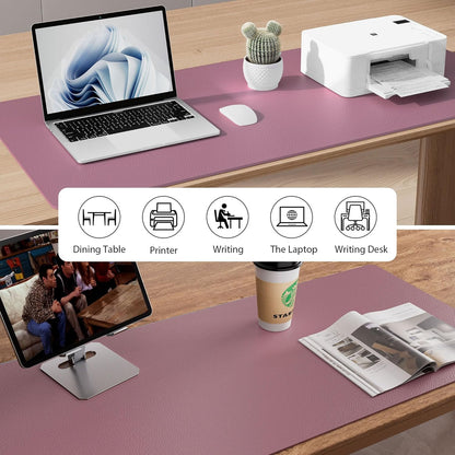 Leather Office Desk Mouse Pad Protector, Non-Slip PU Leather Laptop Desk Blotter/Mat, Waterproof Writing Pad for Office and Home, Dark Pink, 23.6" X 13.7"