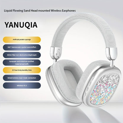 YANUQIA Foldable Wireless Headphones - Essential for Sports - Dreamy Quicksand - Ultra-Low Latency - High-Quality Sound - Rich Bass Headset Bluetooth