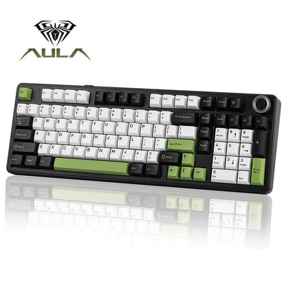 AULA F99 Pro Wireless Mechanical Keyboard with Knob,Tri-Mode Bt5.0/Usb-C/2.4Ghz Hot Swappable Keyboard,Pre-Lubed Switches,Gasket Structure,Rgb Backlit Computer Gaming Keyboard (White&Blue&Purple)