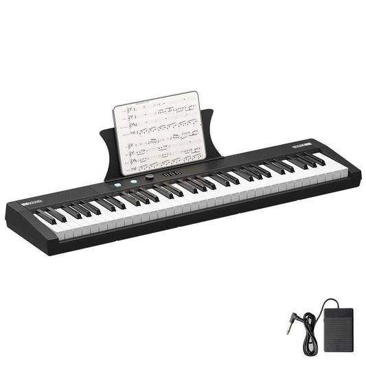 GARVEE 61 Key Portable Keyboard Piano with Electric Semi-Weighted Keys, Built-In Speakers, Pedal, Power Supply, Digital Display, 128 Tones, Ideal for Beginners and Professionals, Perfect Gift for Birthdays or Holidays