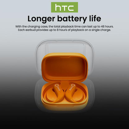 HTC NE61 Translation Wireless Bluetooth Earbuds, Heart Rate Monitor, IPX5 Waterproof, Support 134 Languages Real Time Bluetooth Translation, up to 45H Battery, Noise Cancelling Headphones, with LCD Full Color Touch Screen, Works with Ios & Android