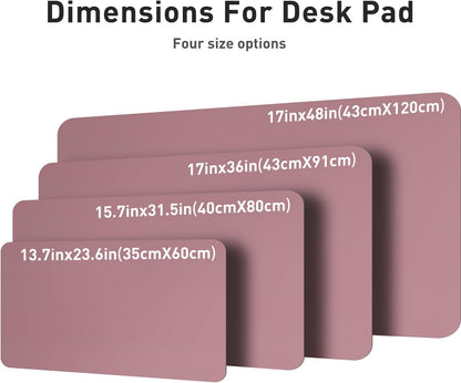 Leather Office Desk Mouse Pad Protector, Non-Slip PU Leather Laptop Desk Blotter/Mat, Waterproof Writing Pad for Office and Home, Dark Pink, 23.6" X 13.7"