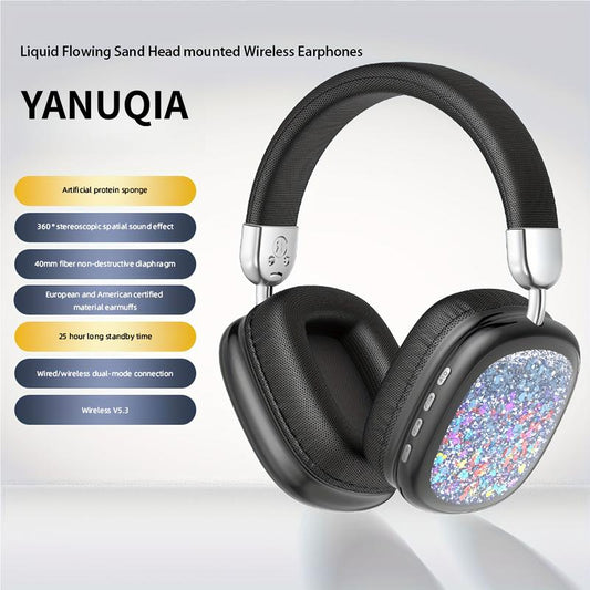 YANUQIA Foldable Wireless Headphones - Essential for Sports - Dreamy Quicksand - Ultra-Low Latency - High-Quality Sound - Rich Bass Headset Bluetooth